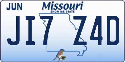MO license plate JI7Z4D