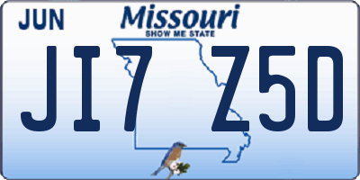 MO license plate JI7Z5D