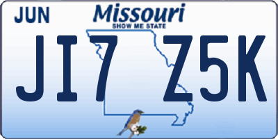 MO license plate JI7Z5K
