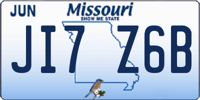 MO license plate JI7Z6B