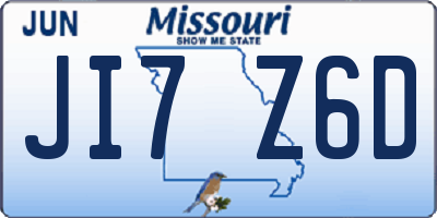 MO license plate JI7Z6D