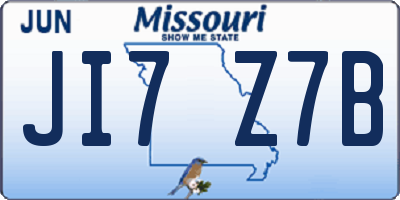 MO license plate JI7Z7B