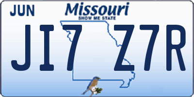 MO license plate JI7Z7R