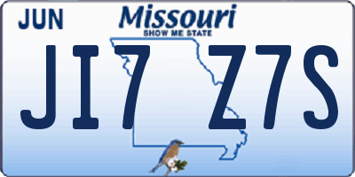 MO license plate JI7Z7S