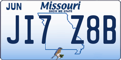 MO license plate JI7Z8B