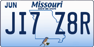 MO license plate JI7Z8R