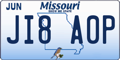 MO license plate JI8A0P