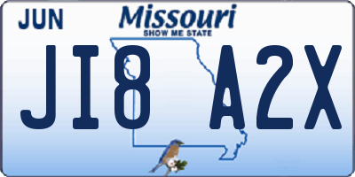 MO license plate JI8A2X