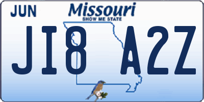 MO license plate JI8A2Z