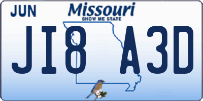 MO license plate JI8A3D
