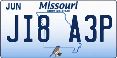 MO license plate JI8A3P