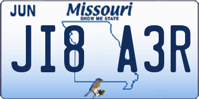MO license plate JI8A3R