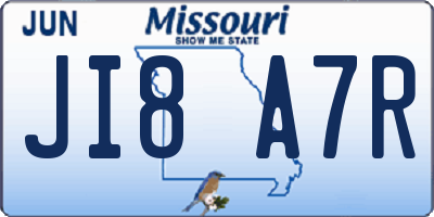 MO license plate JI8A7R
