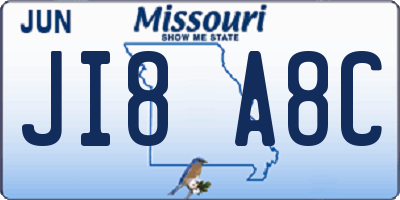 MO license plate JI8A8C