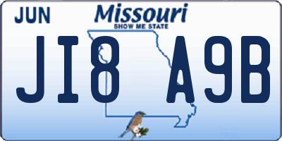 MO license plate JI8A9B