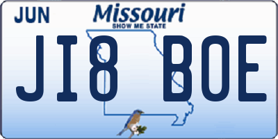 MO license plate JI8B0E