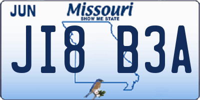MO license plate JI8B3A