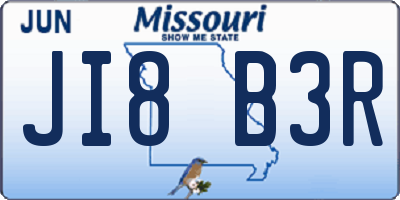 MO license plate JI8B3R