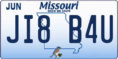 MO license plate JI8B4U