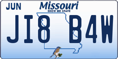 MO license plate JI8B4W