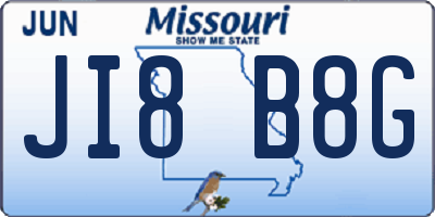MO license plate JI8B8G