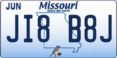 MO license plate JI8B8J