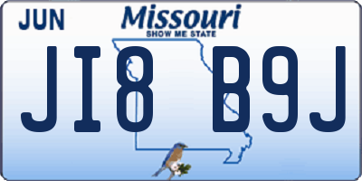 MO license plate JI8B9J