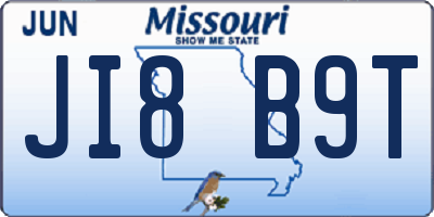 MO license plate JI8B9T