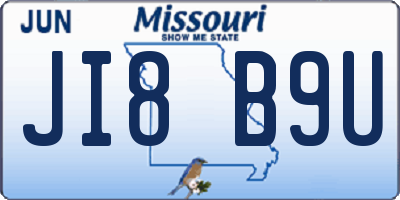 MO license plate JI8B9U