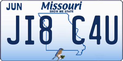 MO license plate JI8C4U
