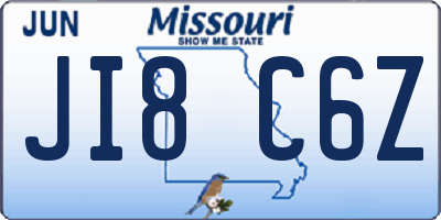 MO license plate JI8C6Z