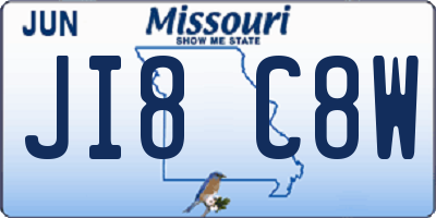 MO license plate JI8C8W