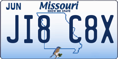 MO license plate JI8C8X