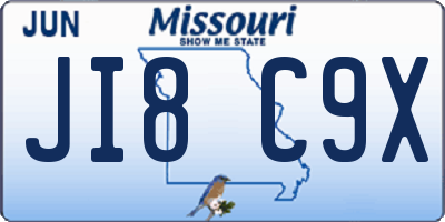 MO license plate JI8C9X
