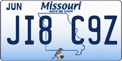 MO license plate JI8C9Z