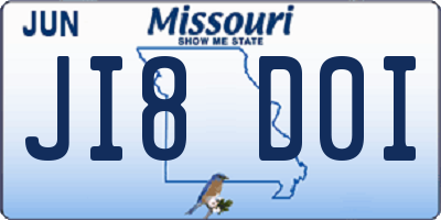 MO license plate JI8D0I
