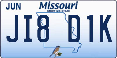 MO license plate JI8D1K