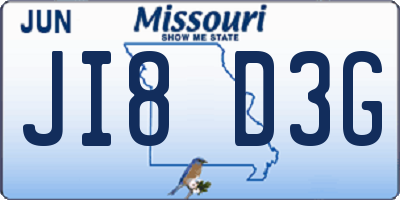 MO license plate JI8D3G