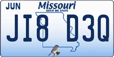 MO license plate JI8D3Q