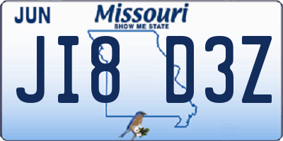MO license plate JI8D3Z