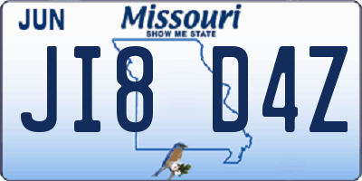 MO license plate JI8D4Z