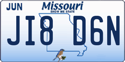 MO license plate JI8D6N