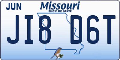 MO license plate JI8D6T