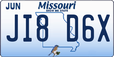 MO license plate JI8D6X