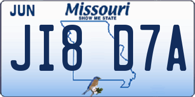 MO license plate JI8D7A
