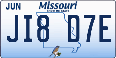 MO license plate JI8D7E