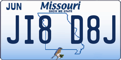 MO license plate JI8D8J