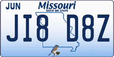 MO license plate JI8D8Z