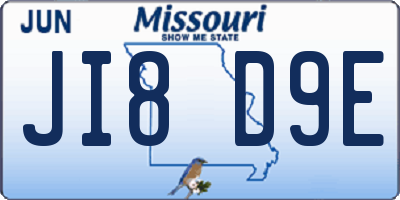 MO license plate JI8D9E