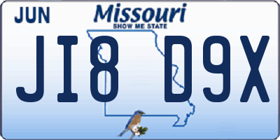 MO license plate JI8D9X